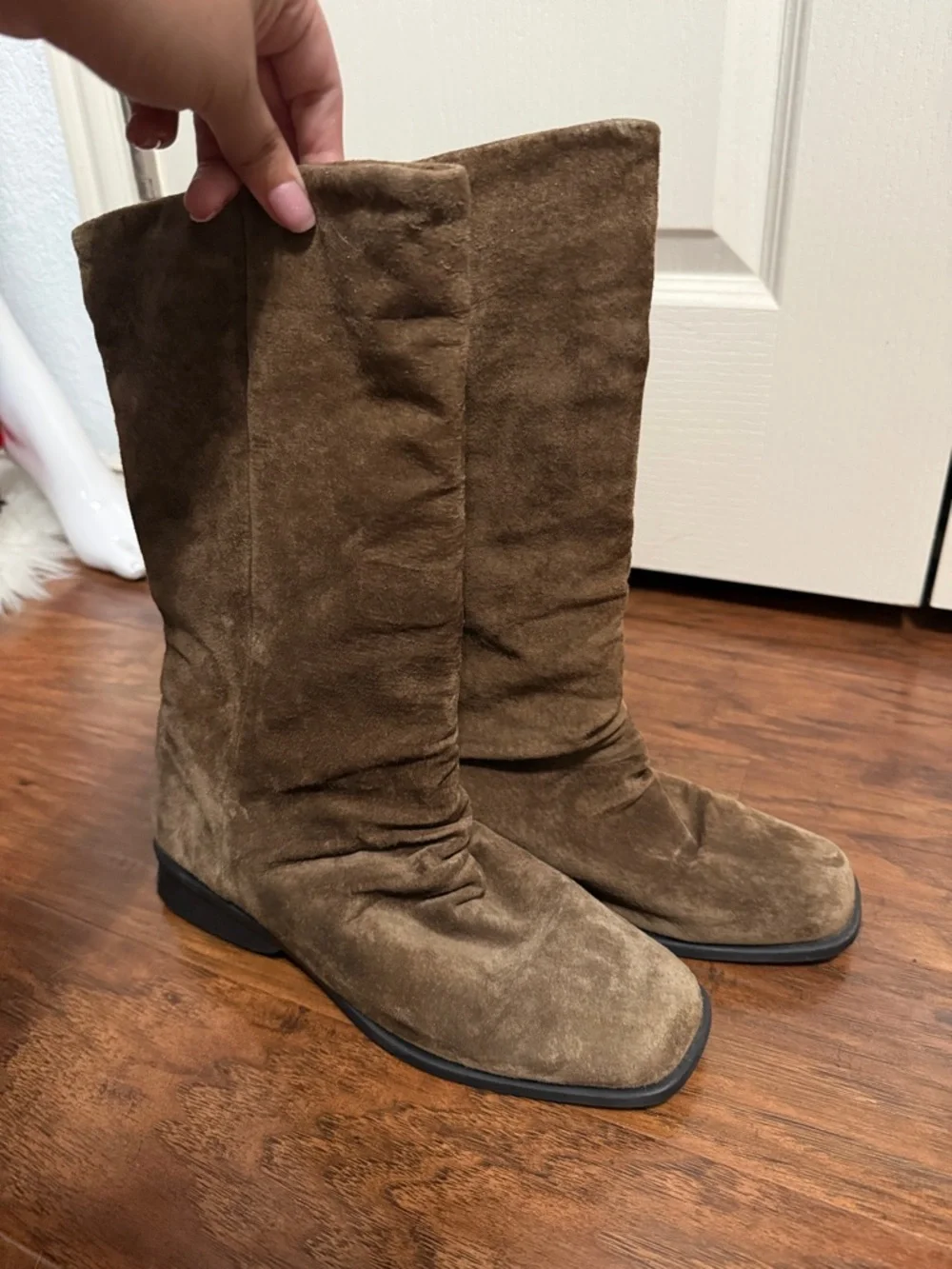 💖Vintage Markon Brown Suede Winter Boots 9W Wide Minimalist‎ Comfort Goblincore